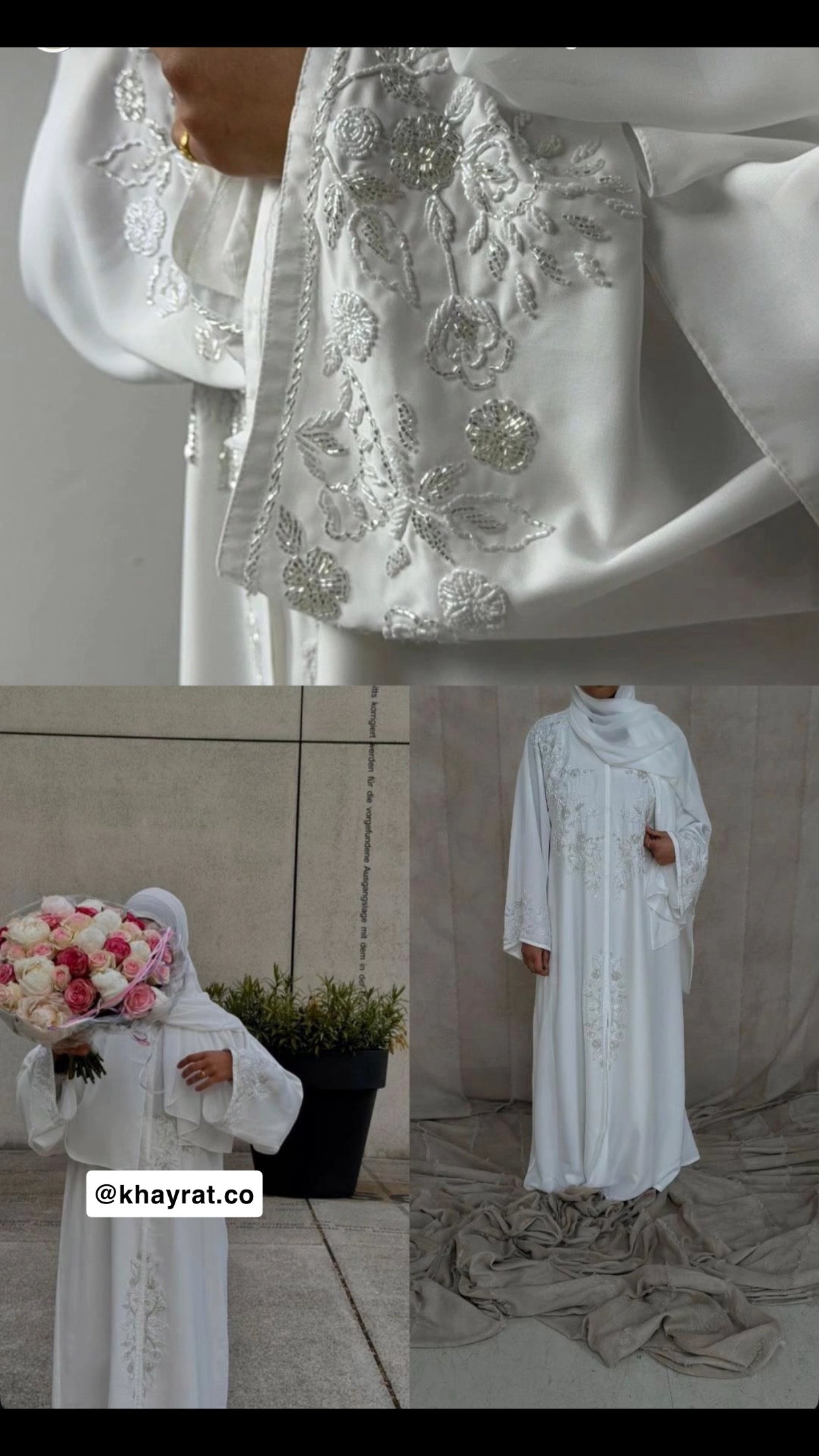Noor White Embellished Abaya